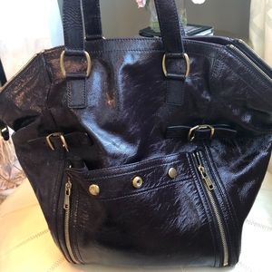 YSL Purple Patent Leather Large Tote